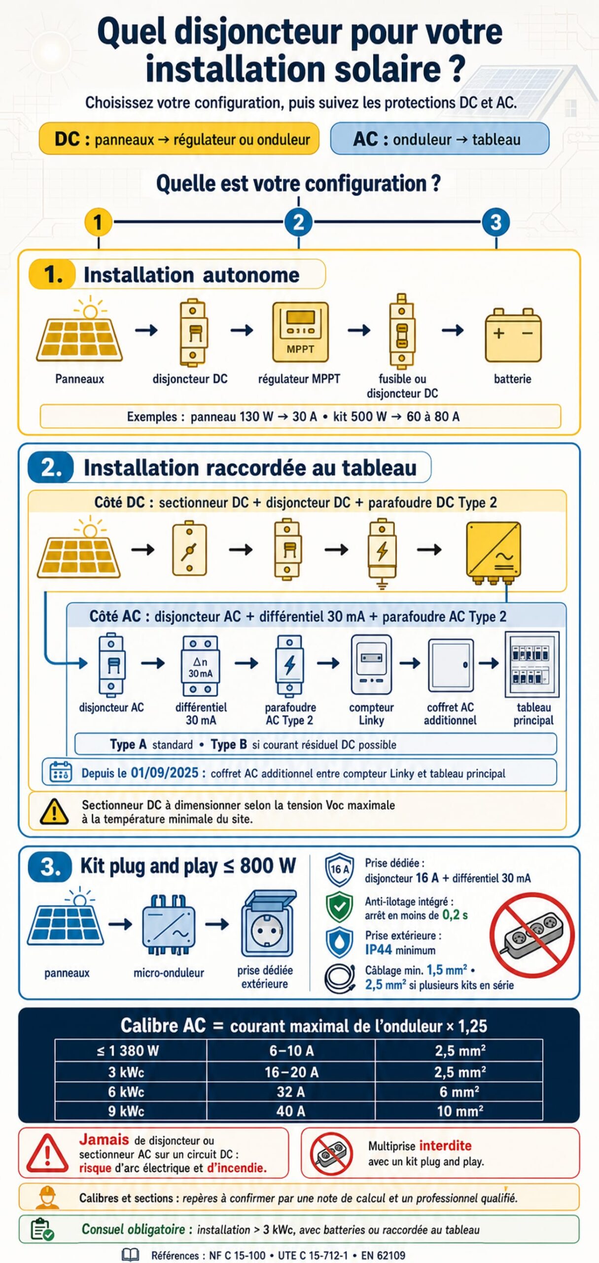 Disjoncteur panneaux solaires : guide protections DC et AC